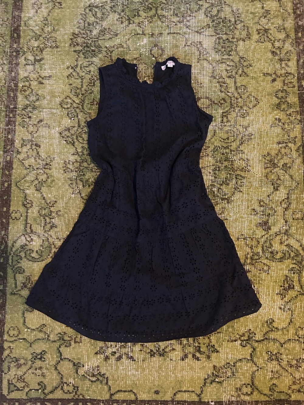 LOFT Black Sleeveless Eyelet Mini Dress